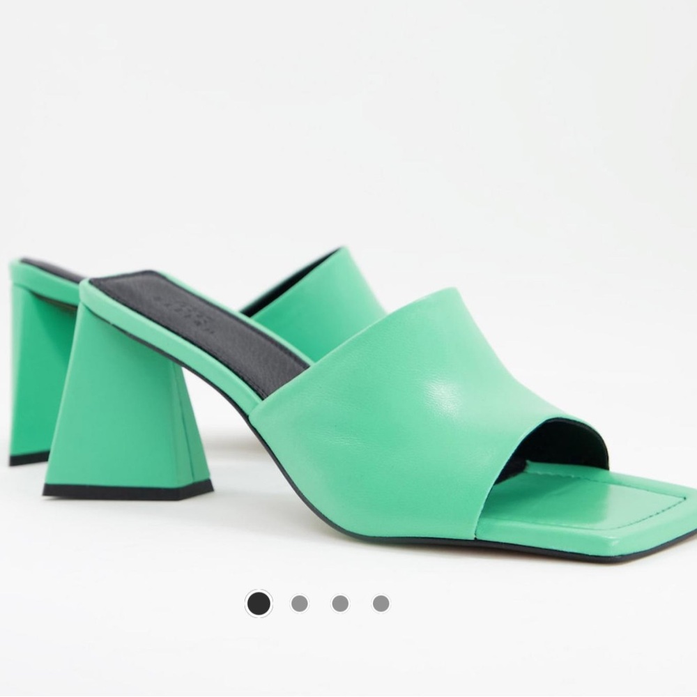 ASOS Green Premium Leather Heel Mules